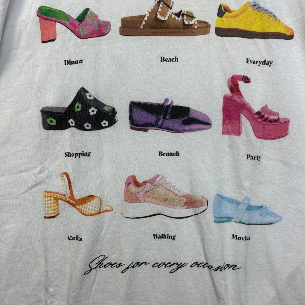 Sportsgirl White Cotton Shoes Tee Top - Size XXL (fault)