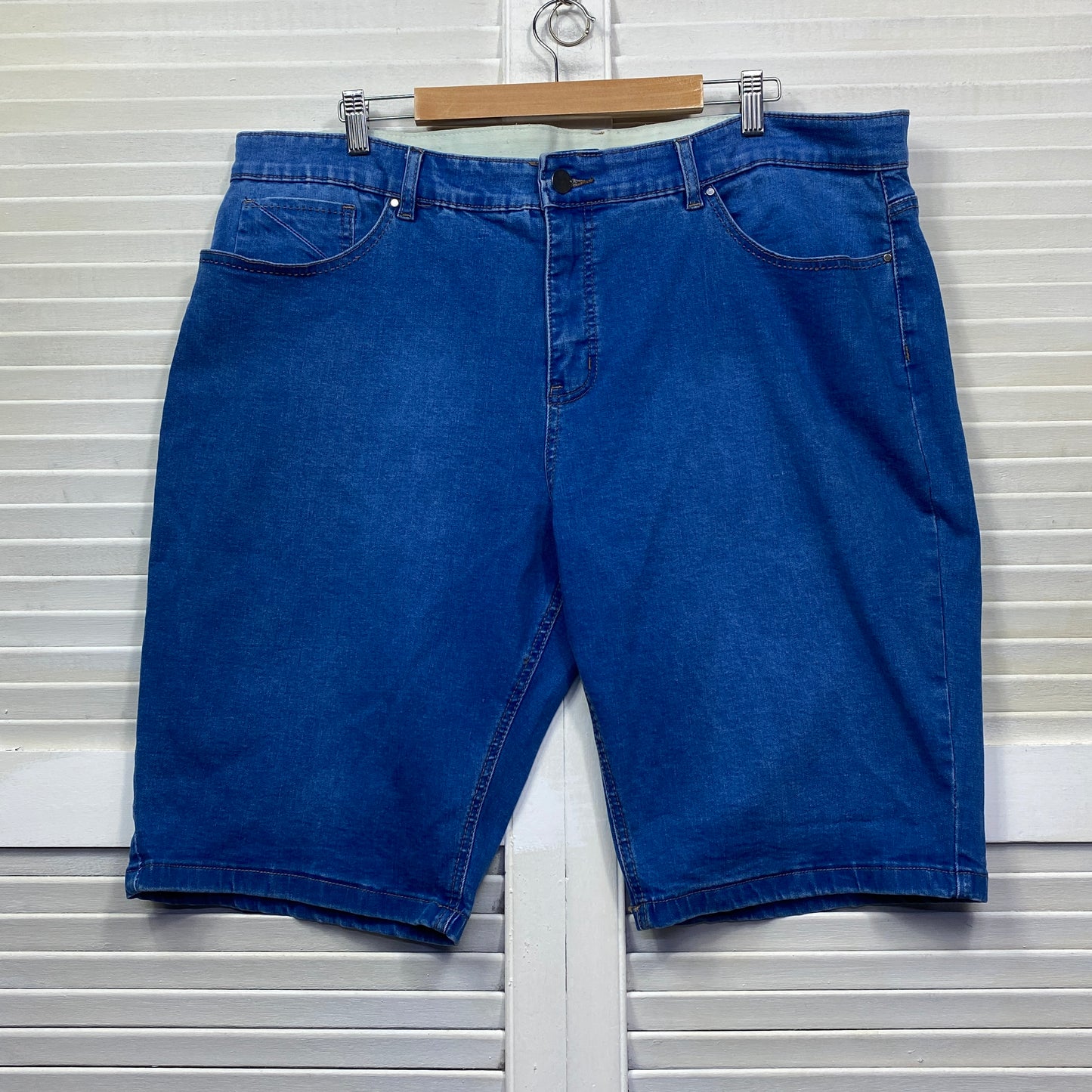 Rockmans Denim Shorts Size 22 Plus Pockets Elastic Waist