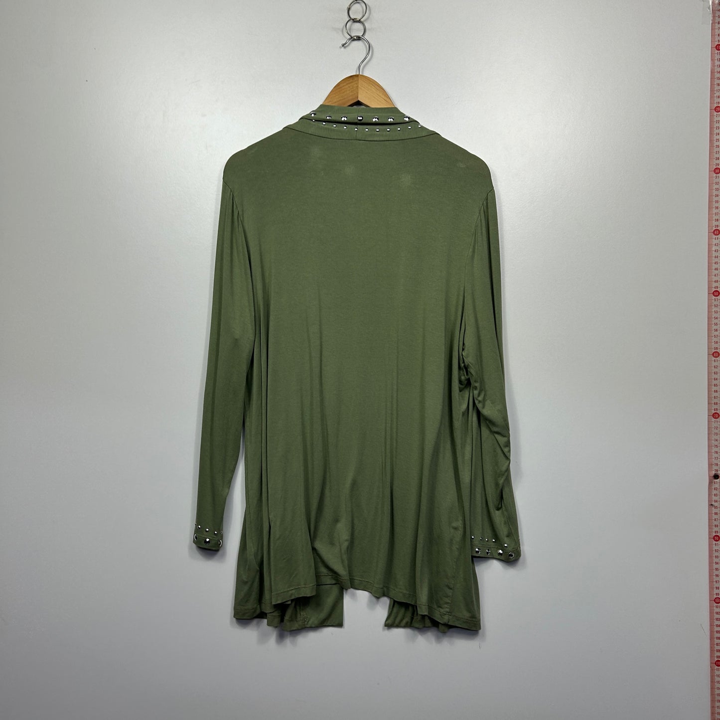 Rockmans Olive Green Studded Longline Top Cardigan Size XL
