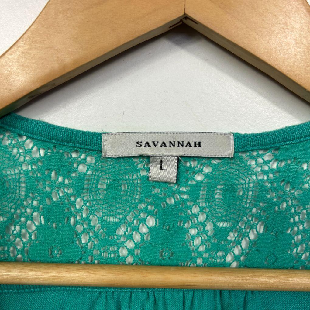 Savannah Open Front Lace Trim Top - Size L