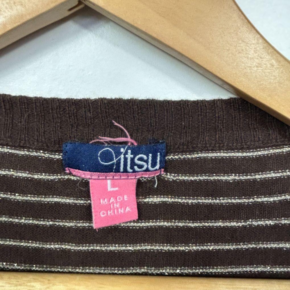 Itsu Chocolate Striped Cardigan Jumper - Size 14