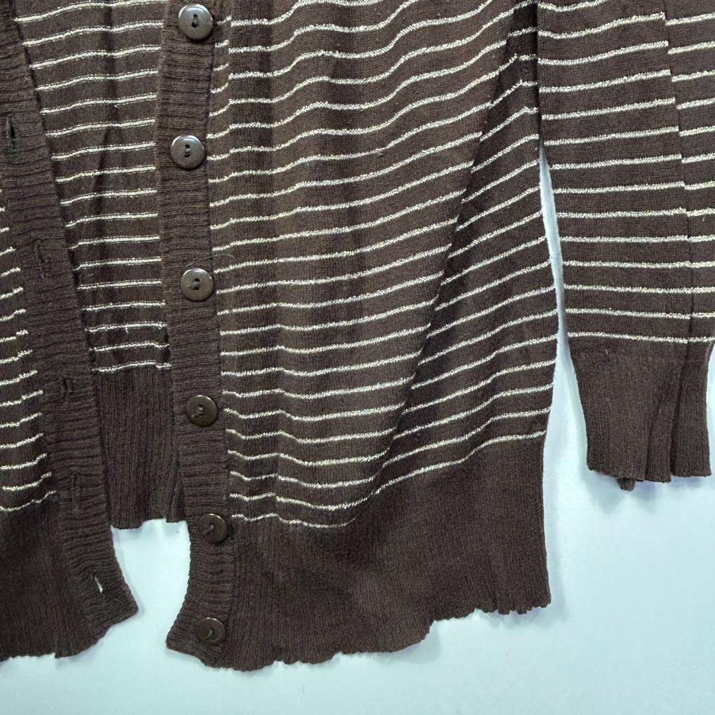 Itsu Chocolate Striped Cardigan Jumper - Size 14