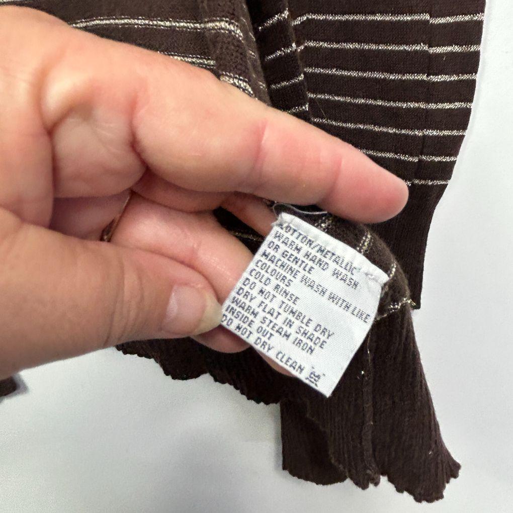 Itsu Chocolate Striped Cardigan Jumper - Size 14