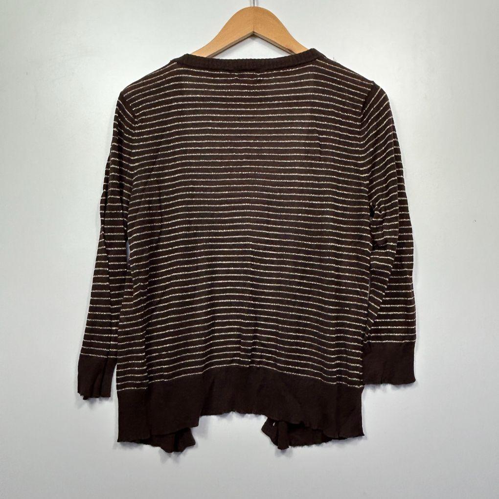 Itsu Chocolate Striped Cardigan Jumper - Size 14