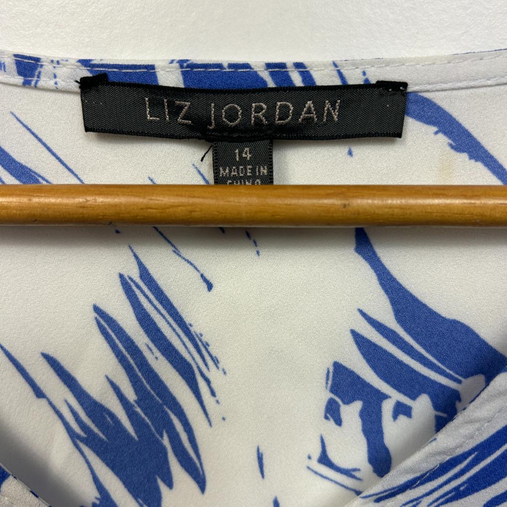 Liz Jordan Blue and White Top - Size 14