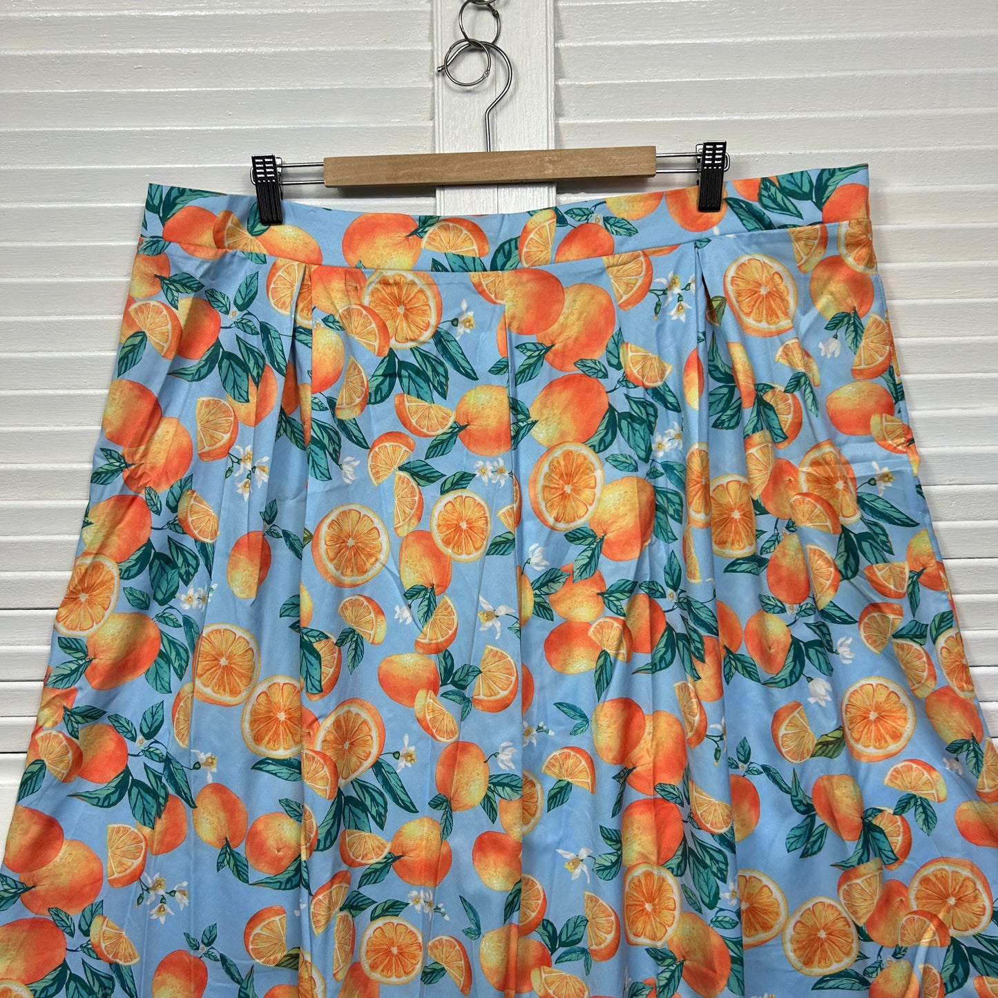 Shein Skirt Size 4XL Knee Length Multicoloured Floral Citrus Fruit