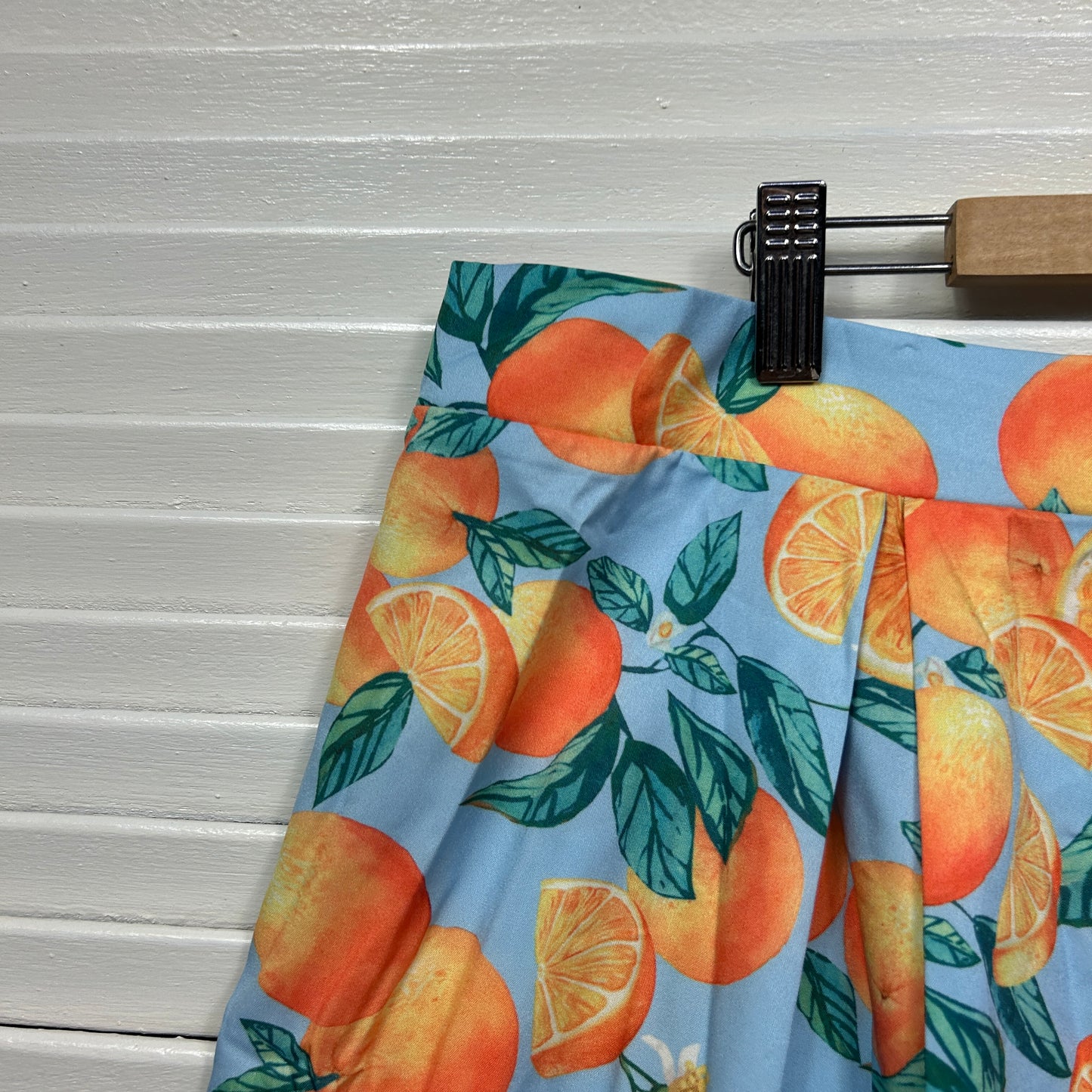 Shein Skirt Size 4XL Knee Length Multicoloured Floral Citrus Fruit