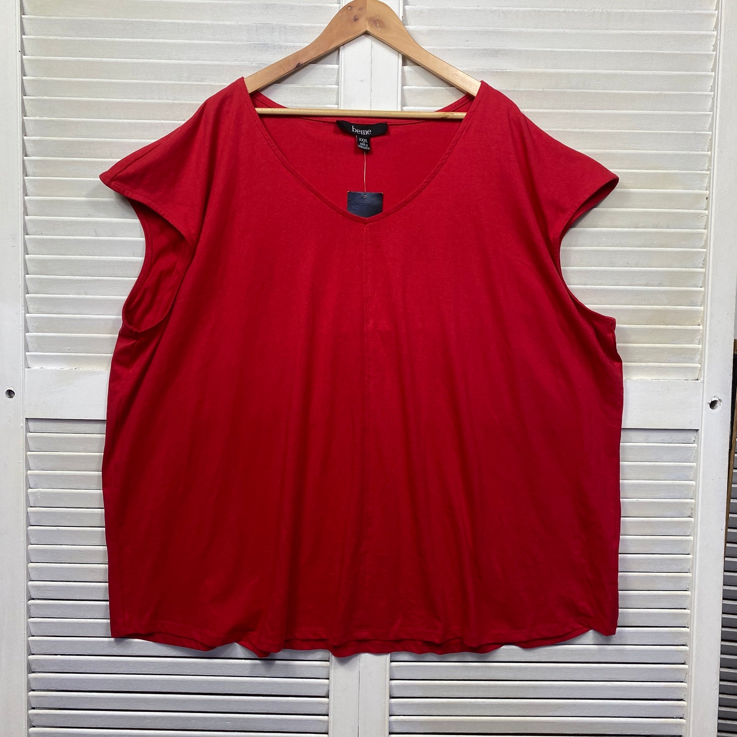 Beme Top Size 3XL 22 24 Plus Red Casual Tee New 100% Cotton