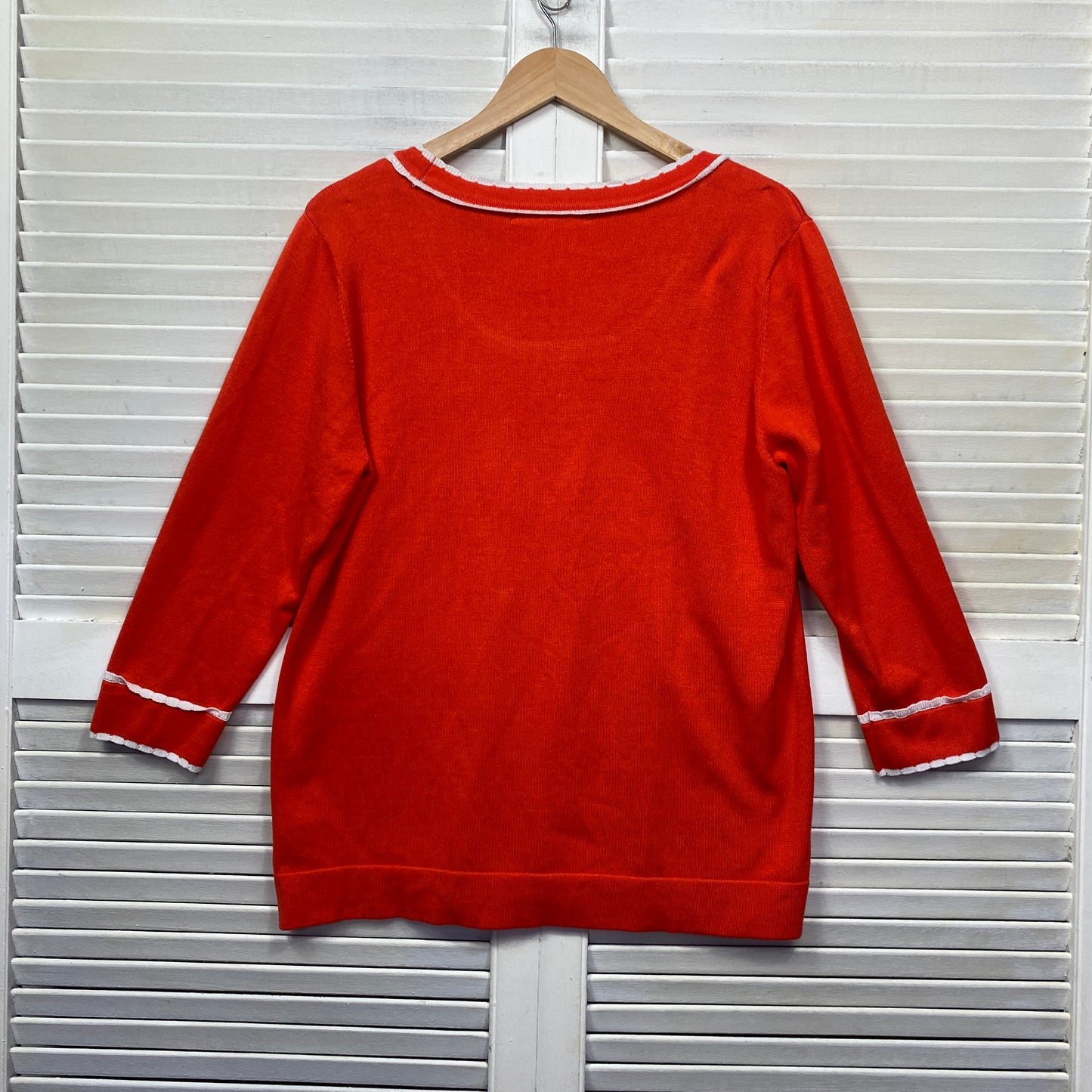 Noni B Knit Top Size Large 14 Orange White Viscose Blend