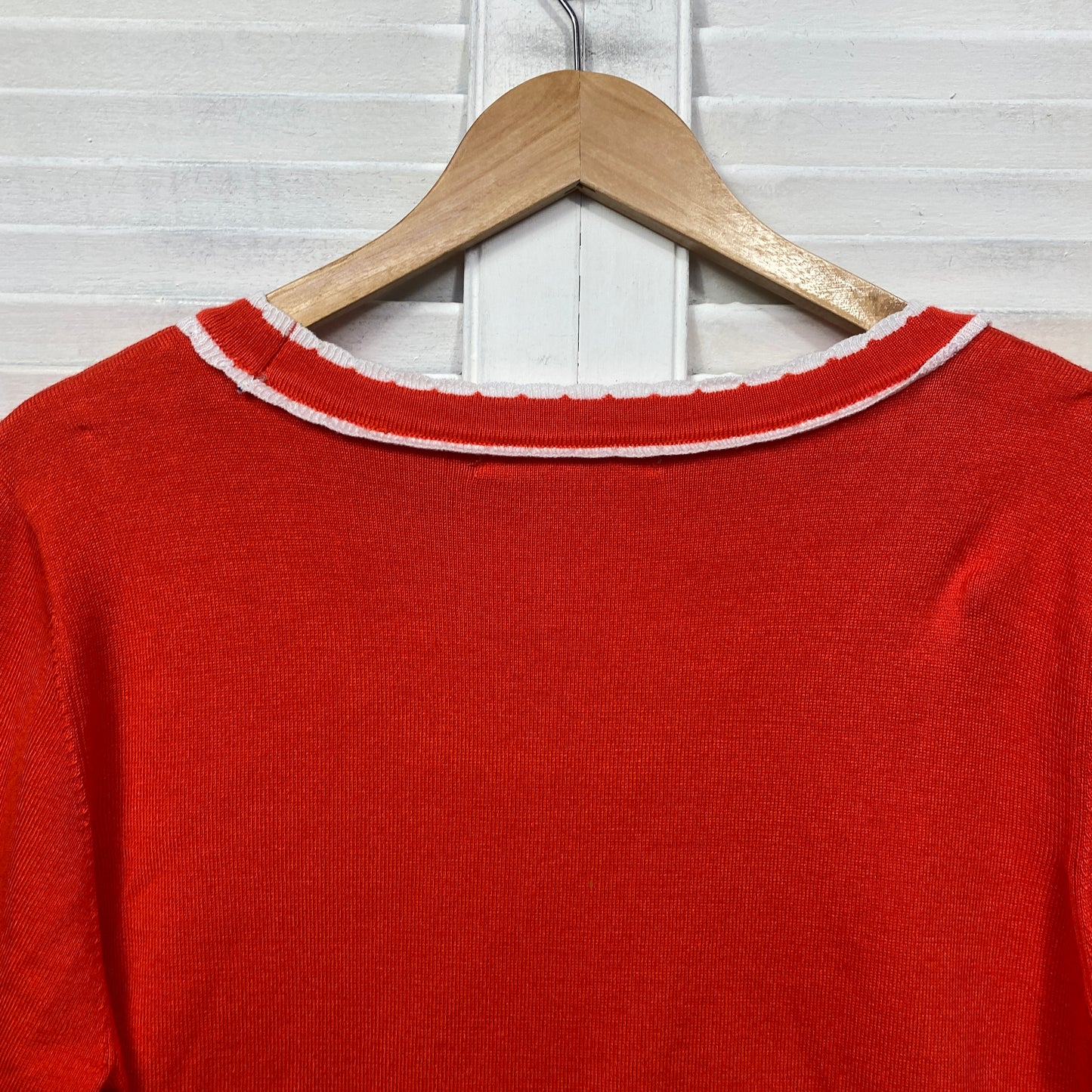 Noni B Knit Top Size Large 14 Orange White Viscose Blend