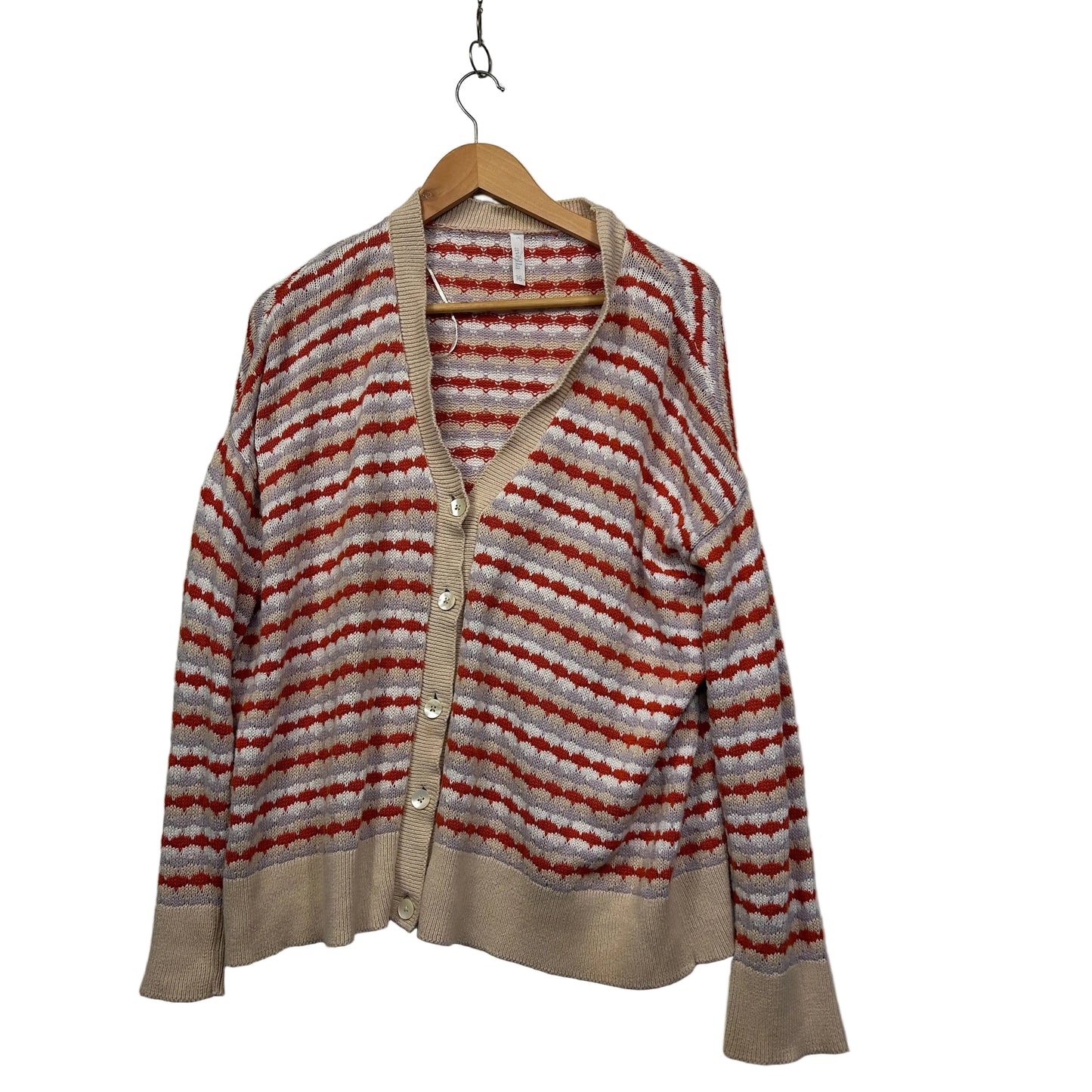 Avella Multicoloured Striped Cardigan Jumper - Size 16