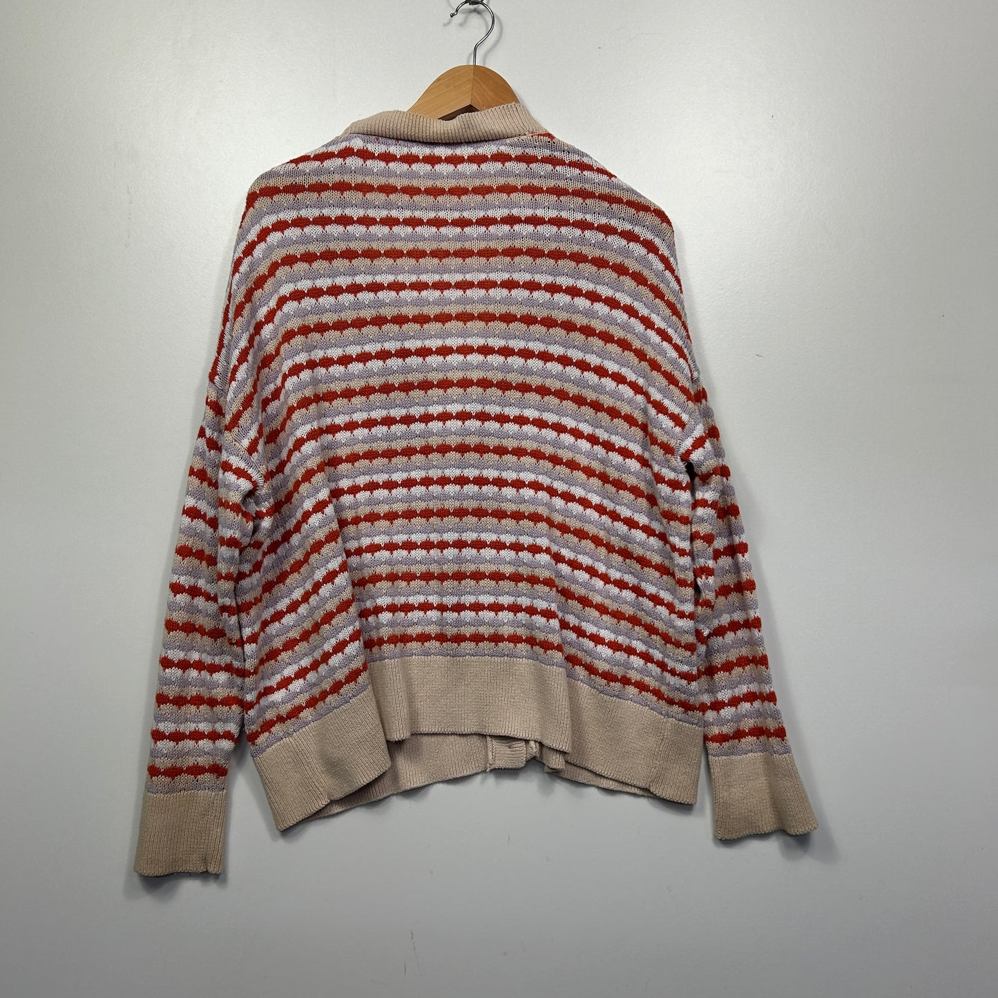 Avella Multicoloured Striped Cardigan Jumper - Size 16
