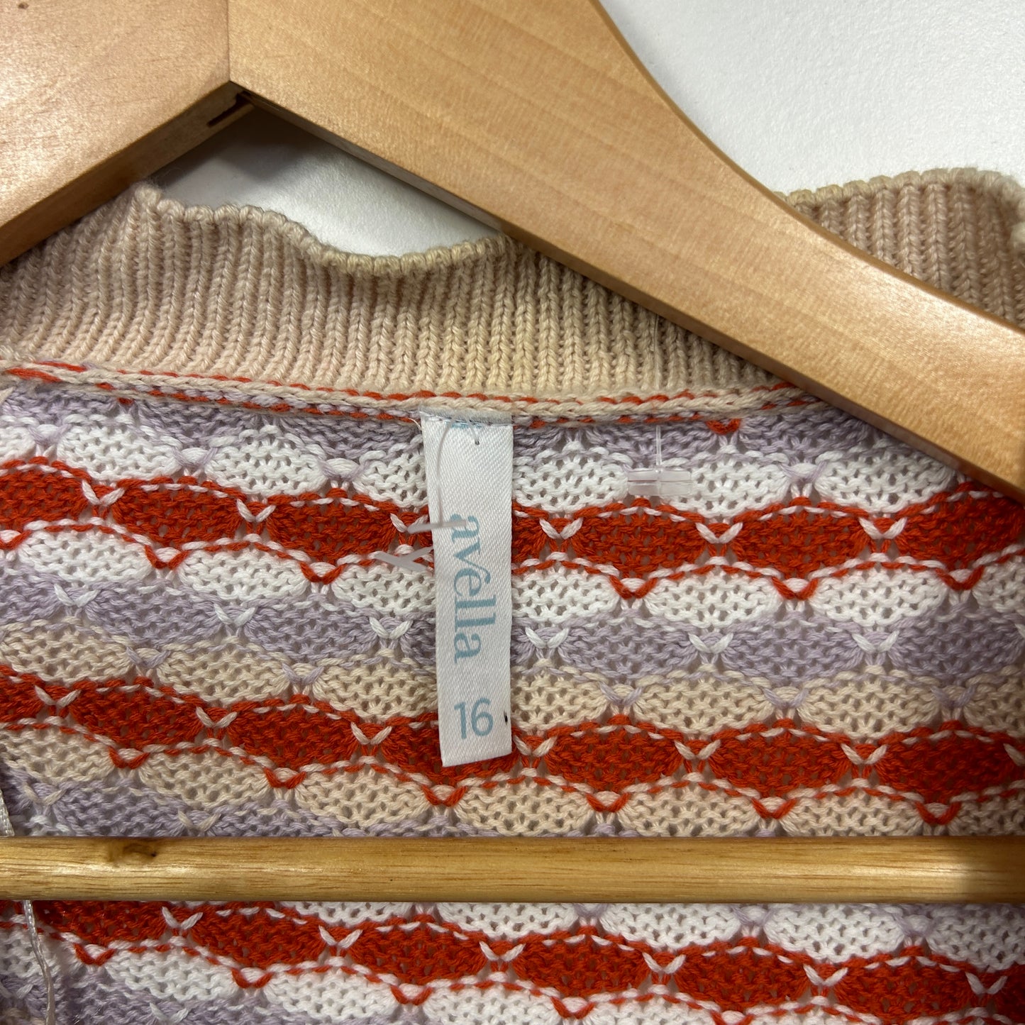 Avella Multicoloured Striped Cardigan Jumper - Size 16