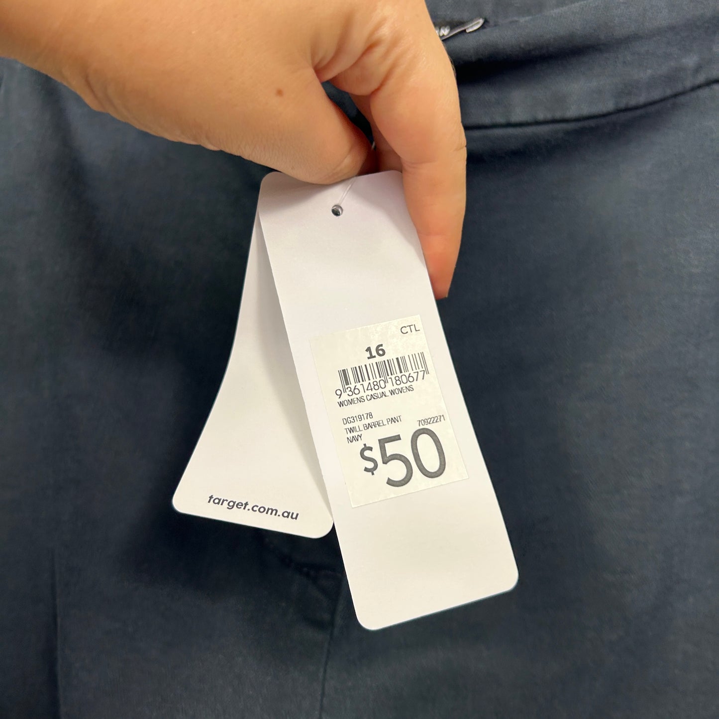 Target Navy Twill Barrel Pant - Size 16 New