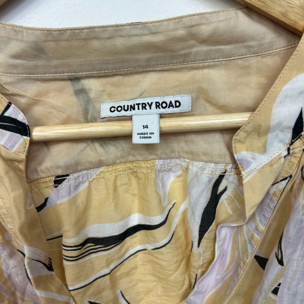 Country Road Yellow Silk Top - Size 14