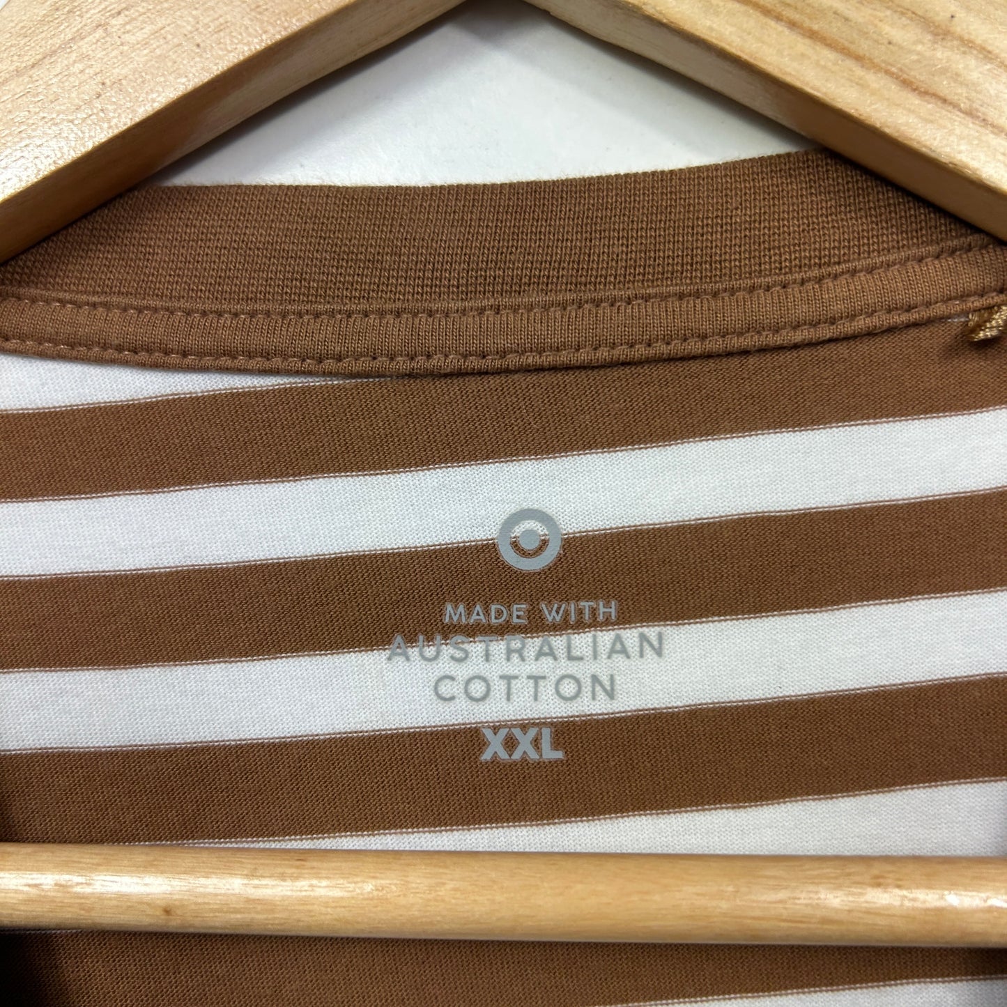 Target Brown & White Striped Cotton T-Shirt - Size 2XL