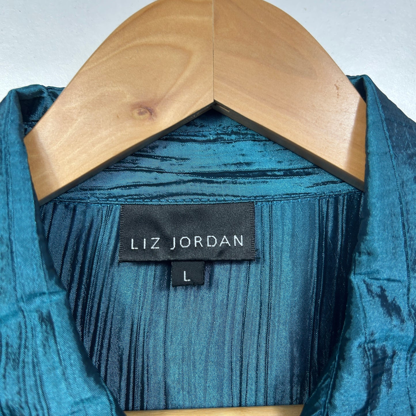 Liz Jordan Teal Crinkle Cocktail Top - Size L