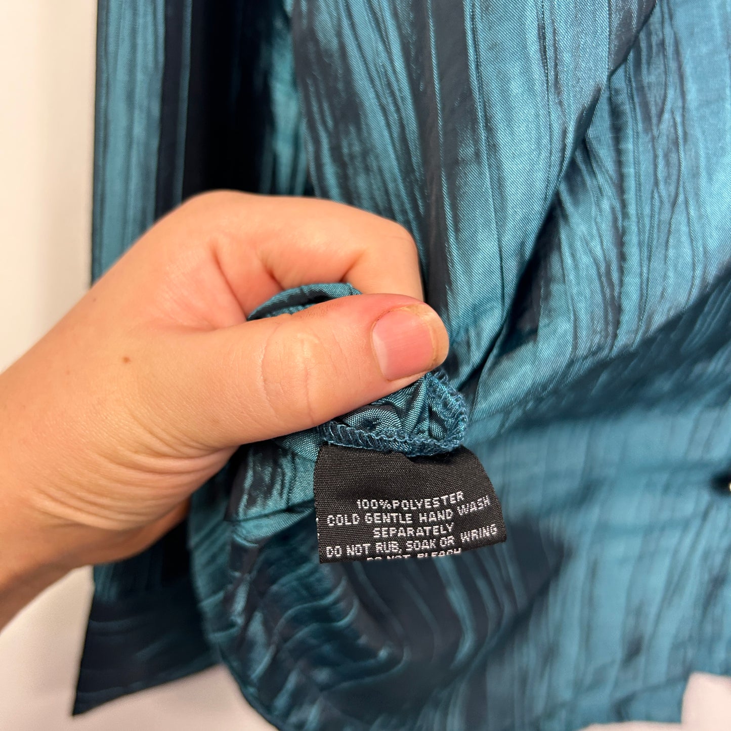 Liz Jordan Teal Crinkle Cocktail Top - Size L