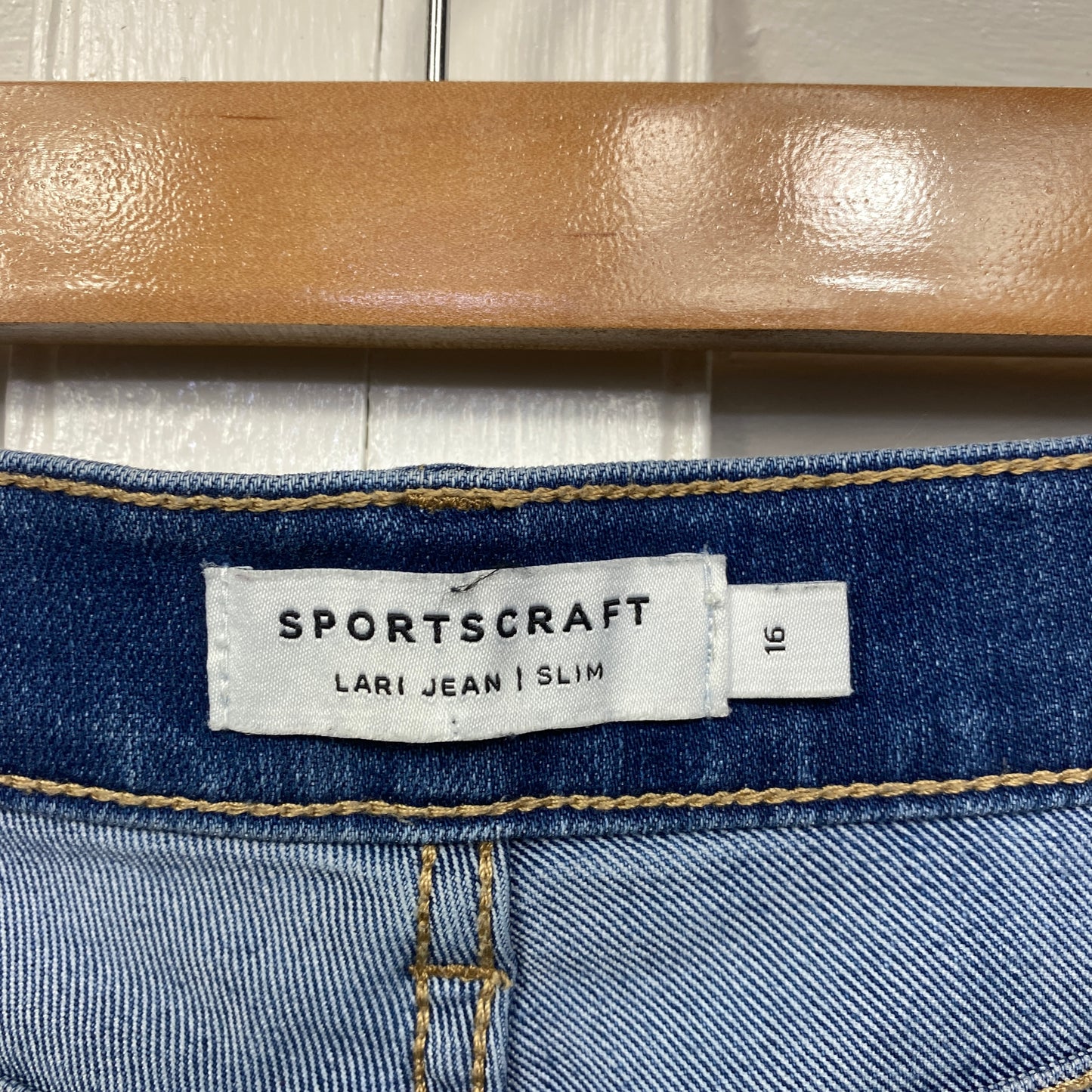 Sportscraft Lara Jean Size 16 Blue Pockets Slim Fit