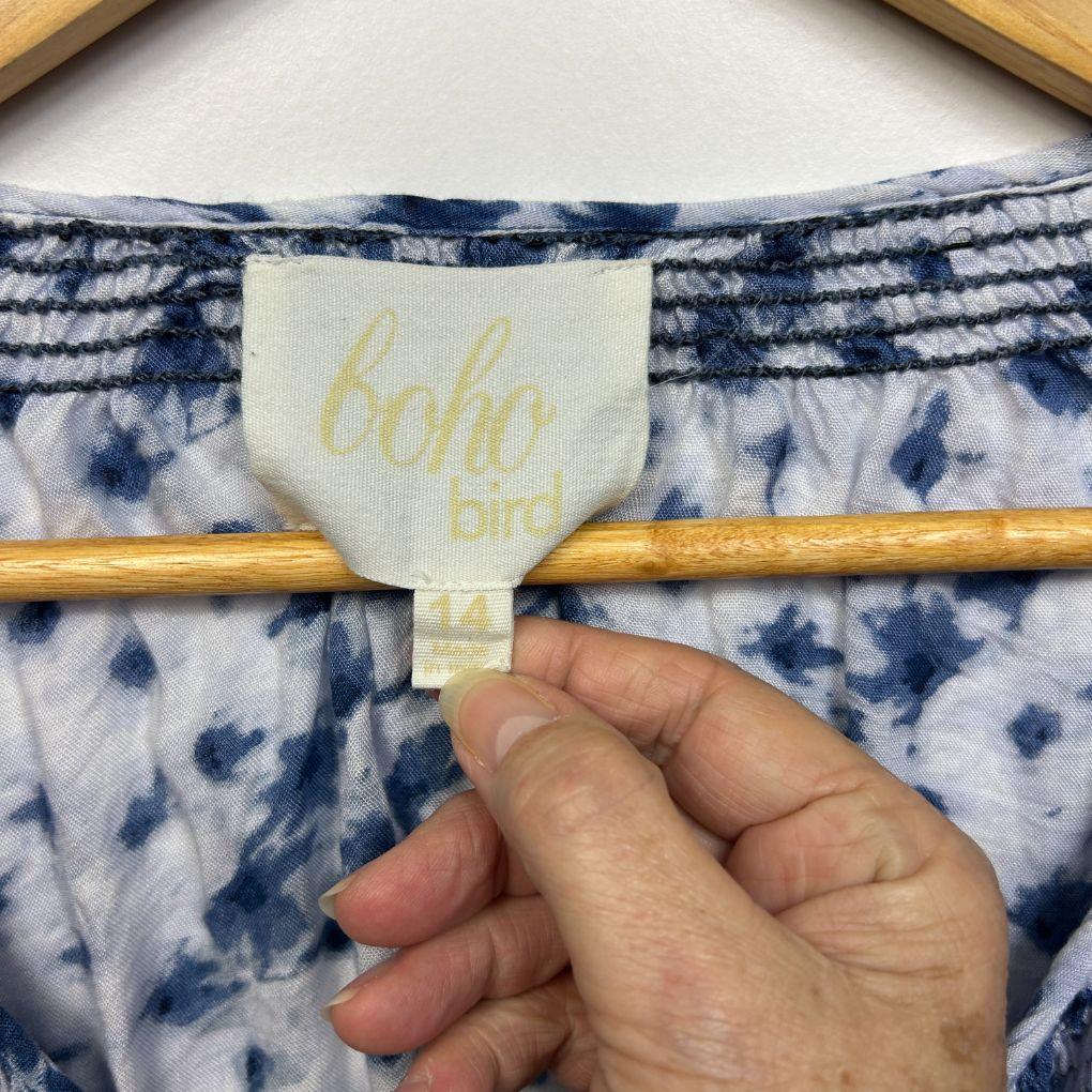 Boho Bird Blue Top - Size 14