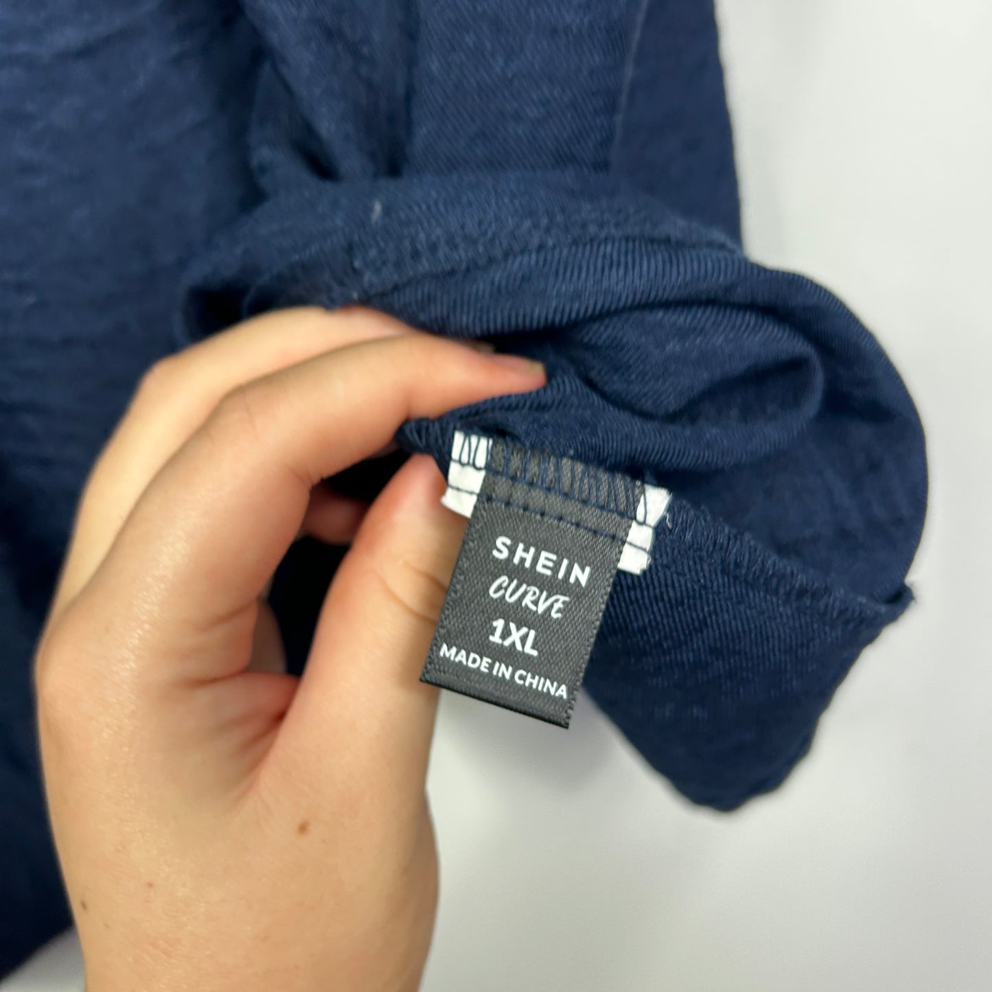 Shein Curve Navy Button-Front Top - Size 1XL