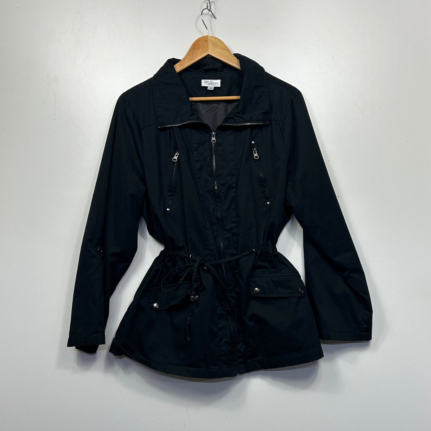 Millers Black Windbreaker Jacket - Size 20