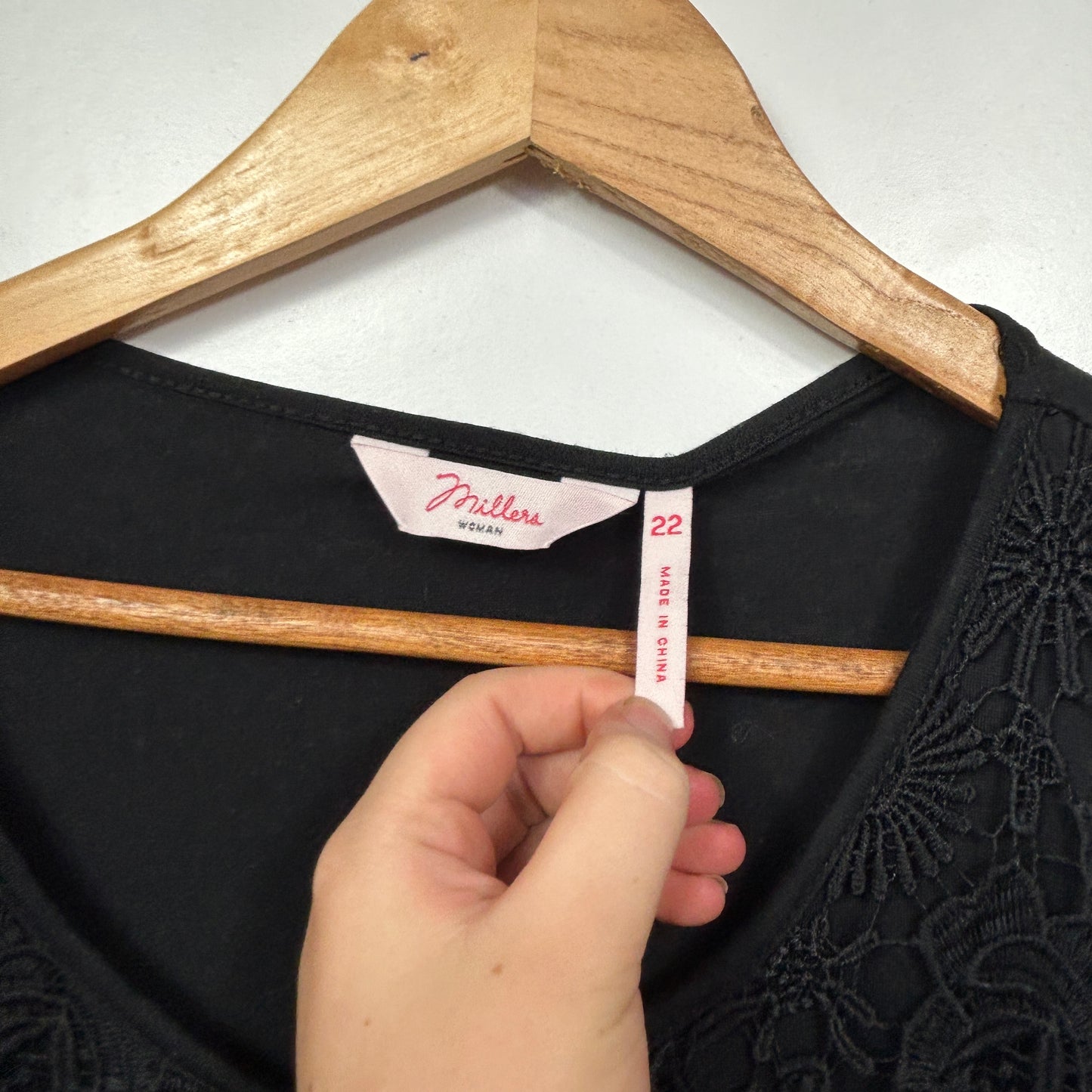 Millers Black Lace Top - Size 22