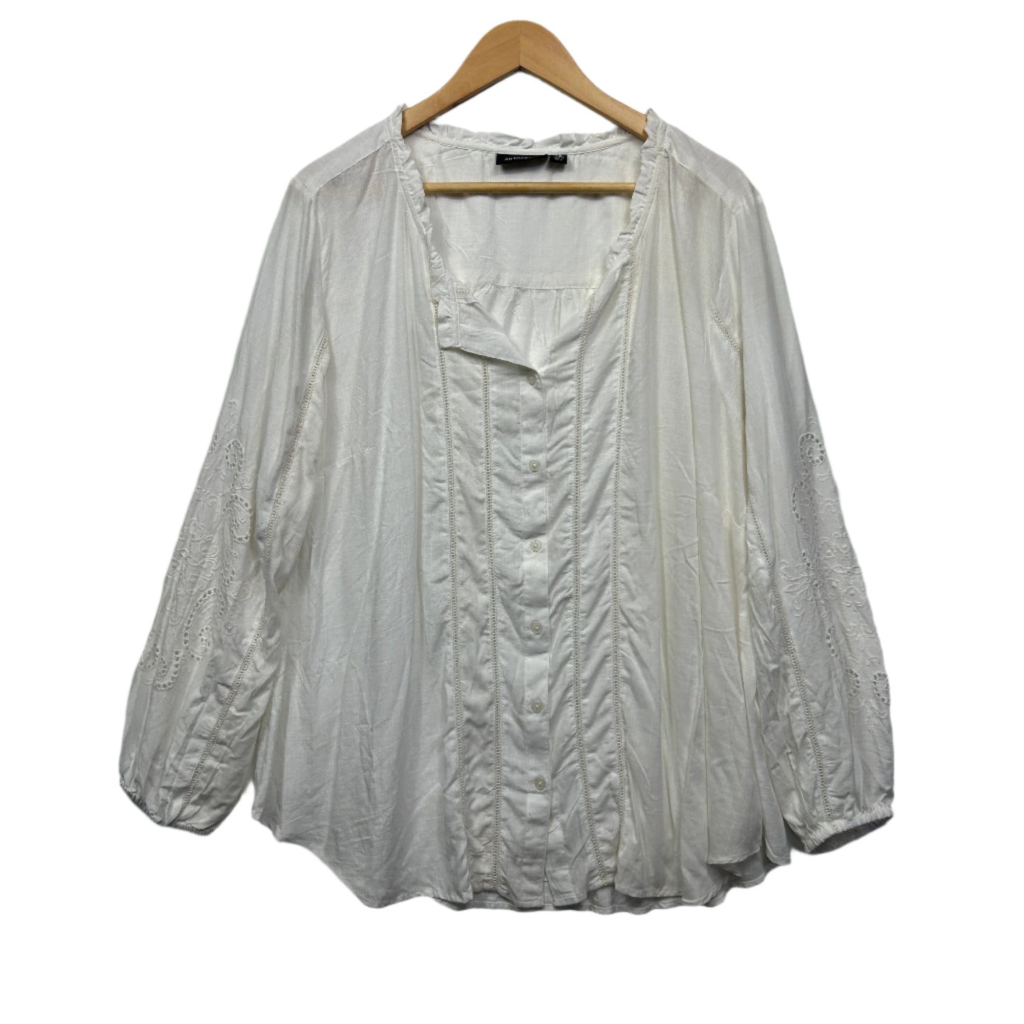 Autograph Top Size 18 White Long Sleeve Viscose