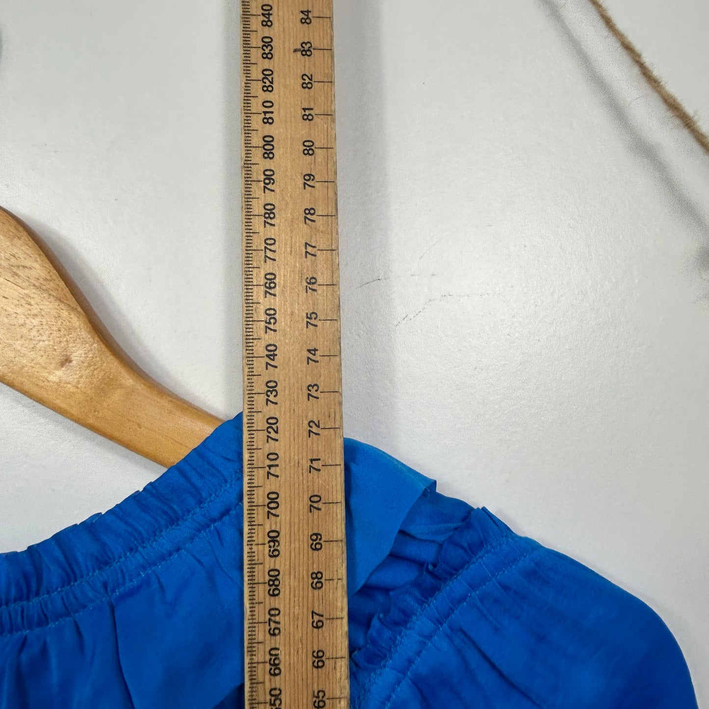 Sussan Royal Blue Ruffle Neck Pleated Top - Size 14