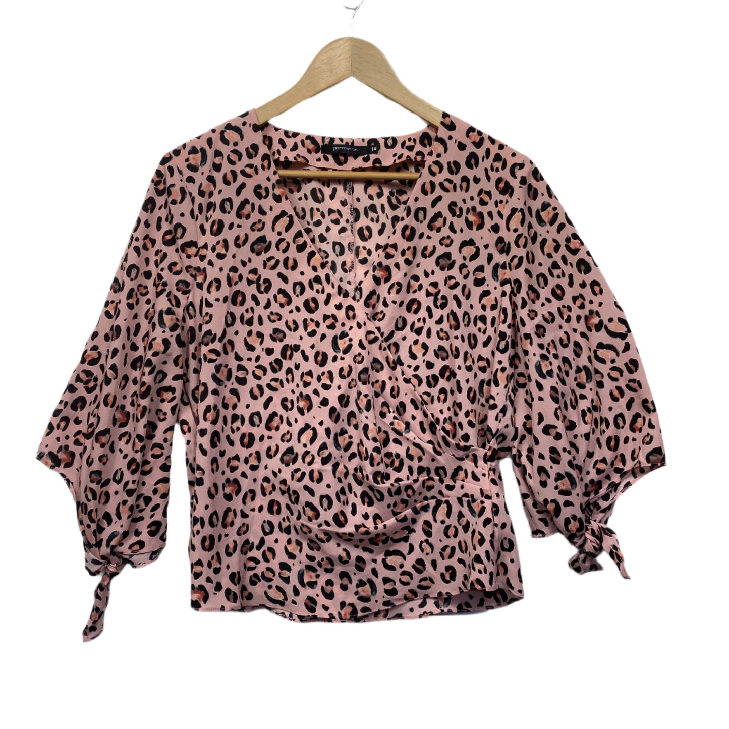 Portmans Top Size 14 Pink Long Sleeve Animal Print