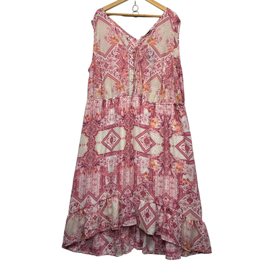 New Beme Pink Sleeveless Maxi Dress Size 26 Floral Midi Length