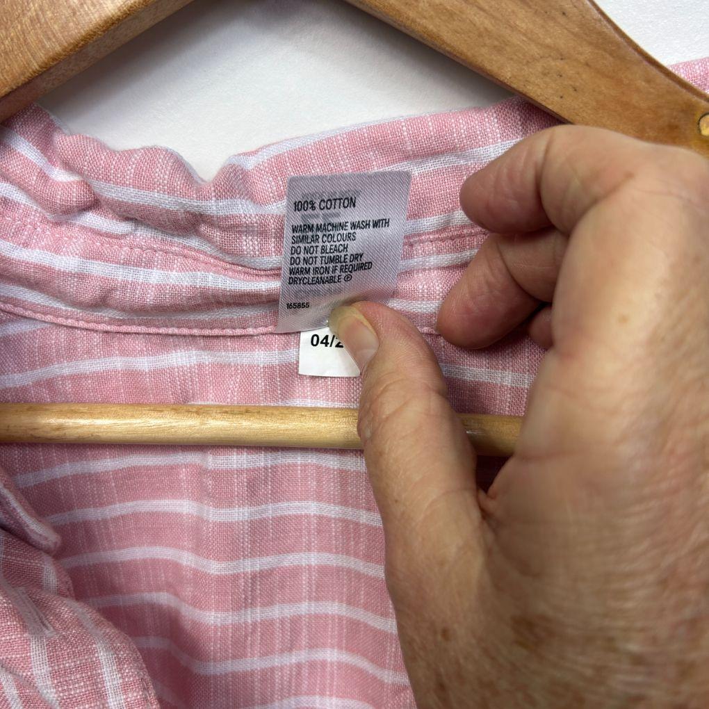 Anko Pink Cotton Striped Top - Size 22