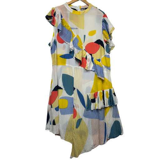 ASOS Midi Dress Size 24 26 Short Sleeve Multicoloured Viscose