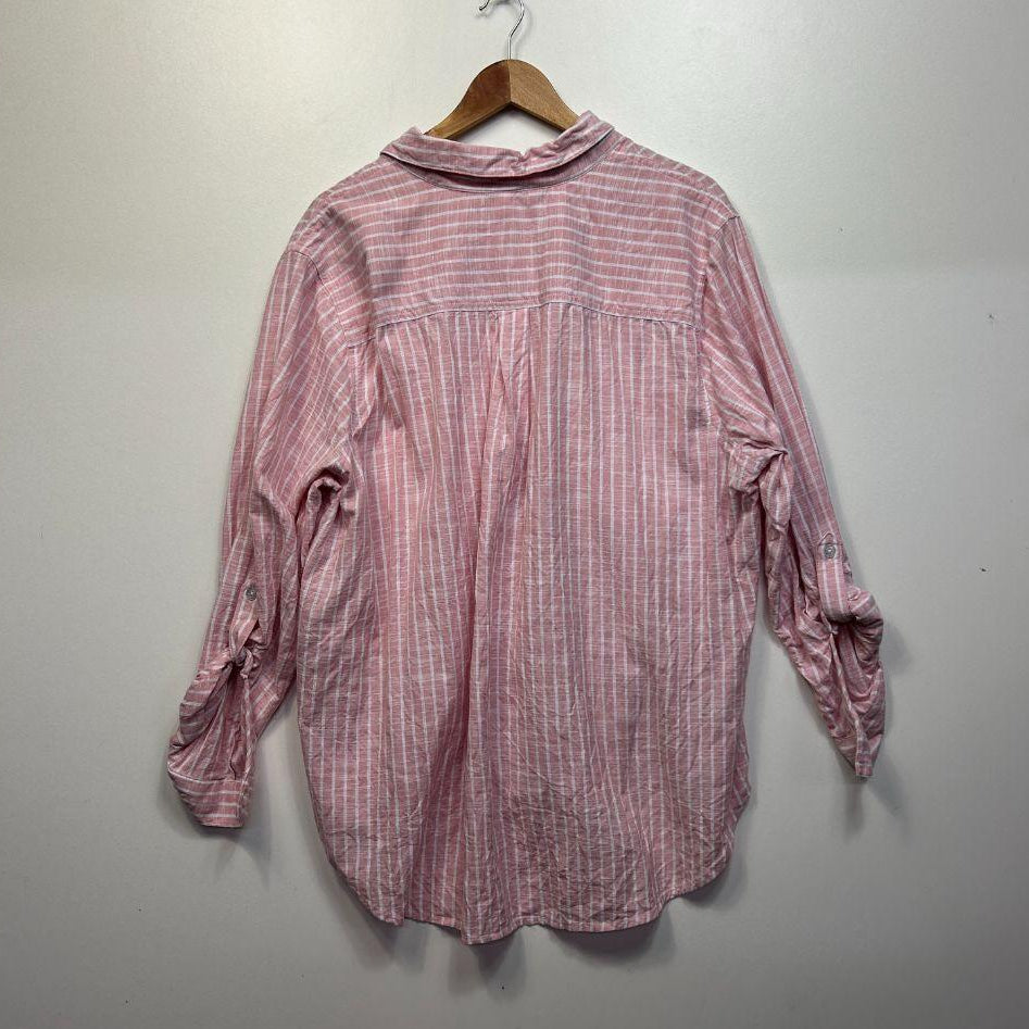 Anko Pink Cotton Striped Top - Size 22