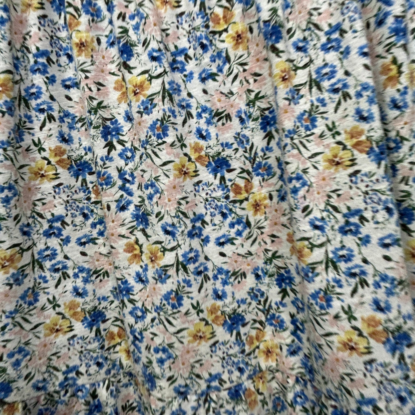 Suzanne Grae Blue & Yellow Floral Midi Dress - Size L
