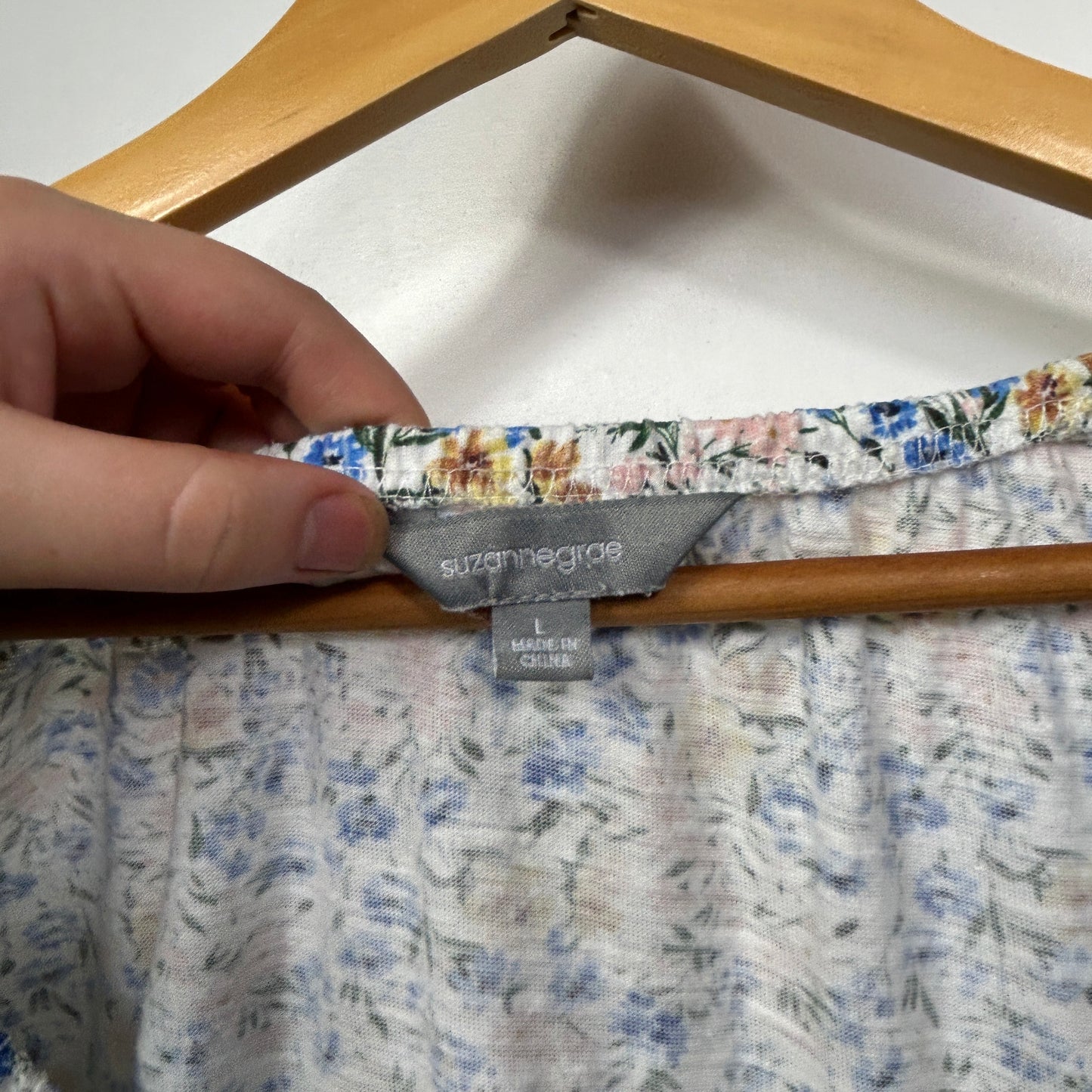 Suzanne Grae Blue & Yellow Floral Midi Dress - Size L