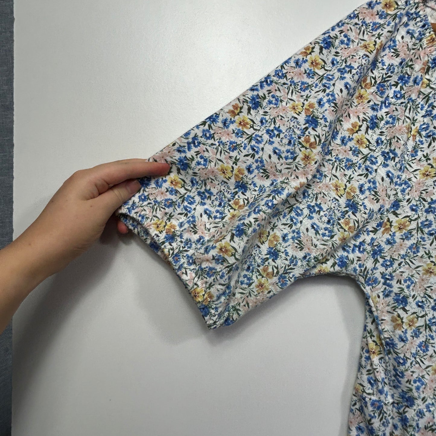 Suzanne Grae Blue & Yellow Floral Midi Dress - Size L