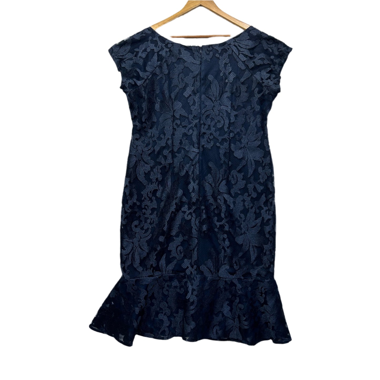 Liz Jordan Dress Size 18 Short Sleeve Navy Embroidered Cocktail