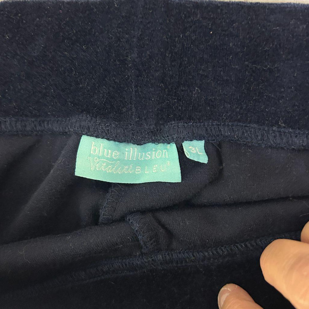 Blue Illusion Navy Velvet Cotton Pants - Size 18/20
