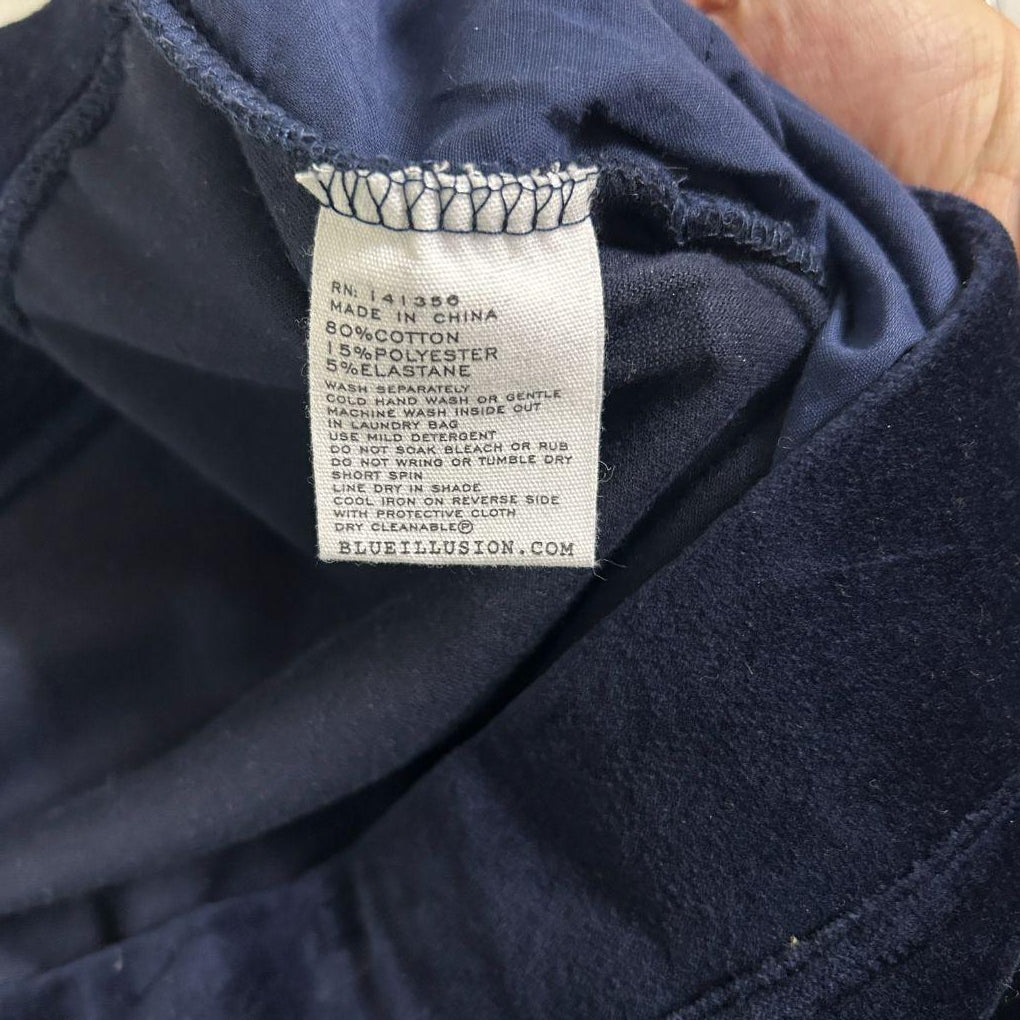 Blue Illusion Navy Velvet Cotton Pants - Size 18/20