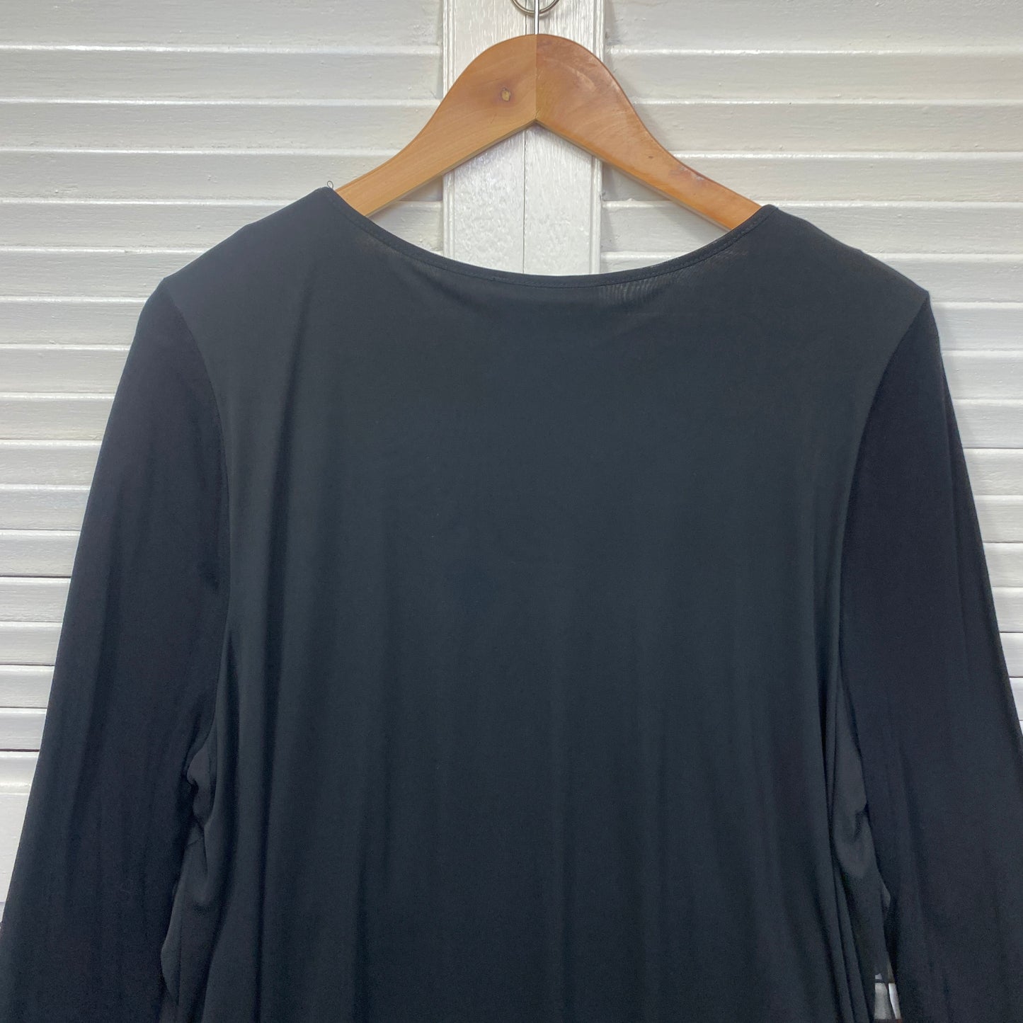 Sussan Top Size 16 XL Long Sleeve Black Sheer Overlay