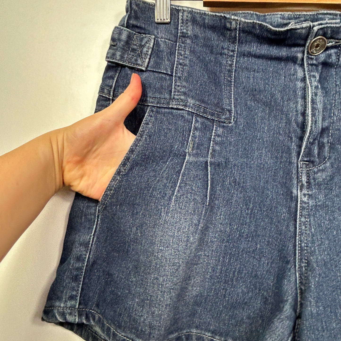 City Chic Denim Dark Wash Shorts with Pockets - Size 14?