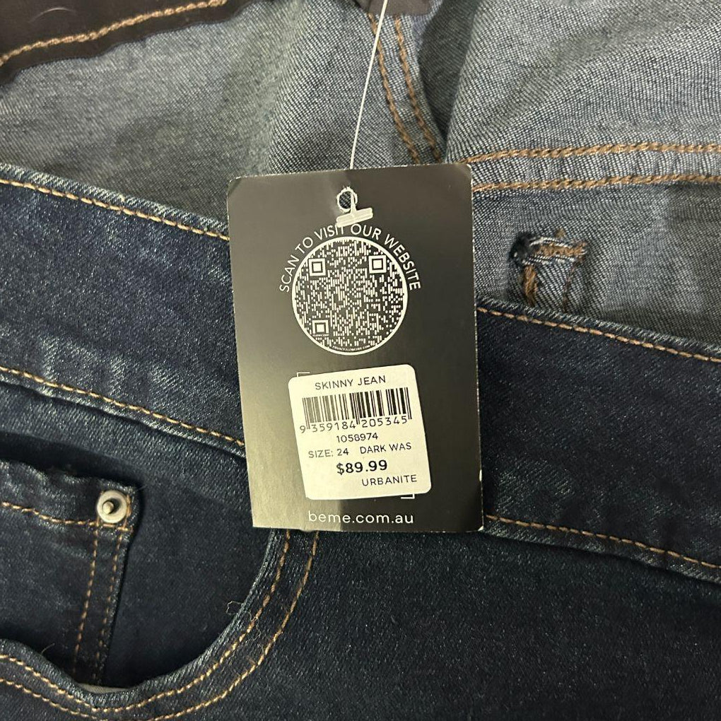 beme Blue Skinny Jeans Dark Wash Jeans - Size 24