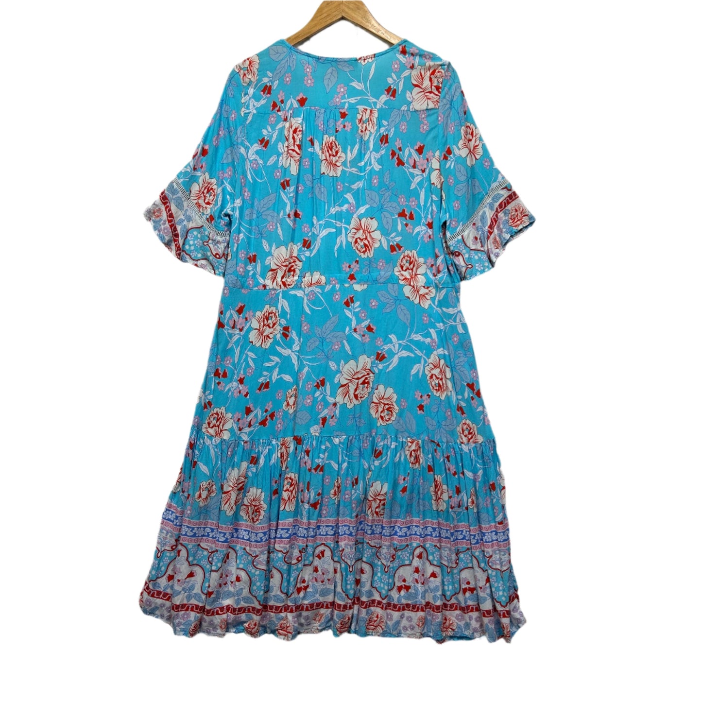 Willow Tree Maxi Boho Dress Size 18 Blue Floral Rayon