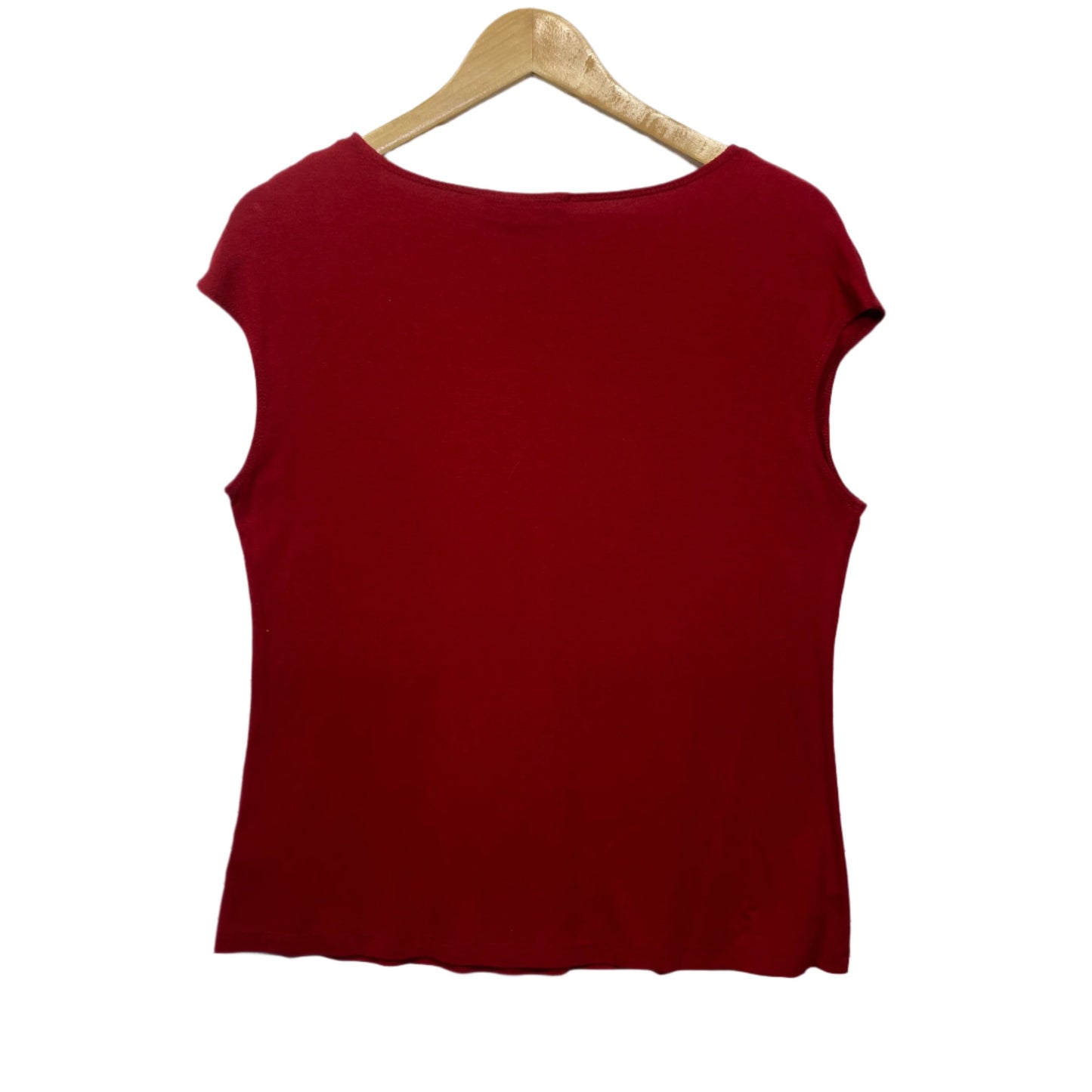 Philosophy Top Size 14 Short Sleeve Red Rayon