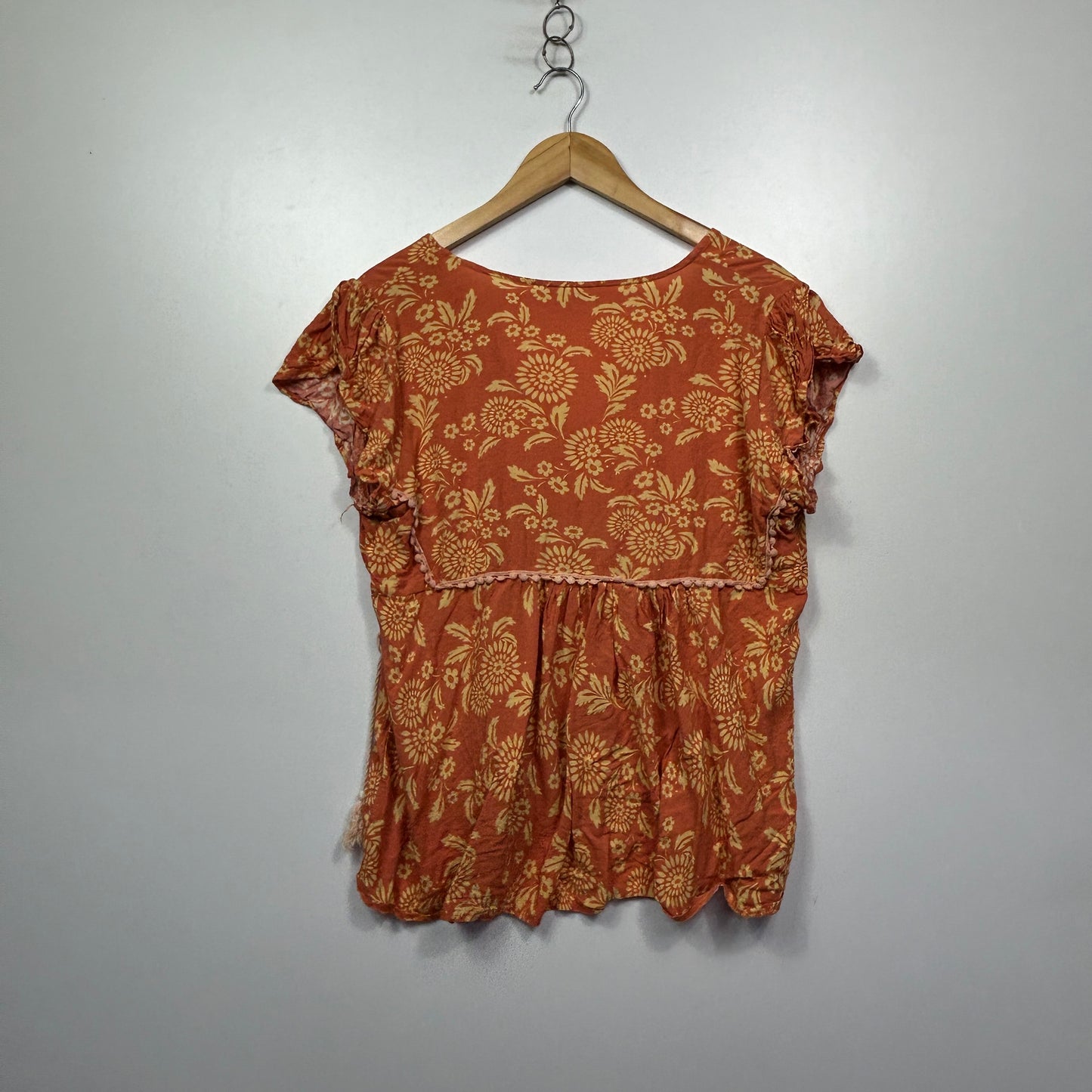 Jaase Coral Floral Boho Print Top - Size L