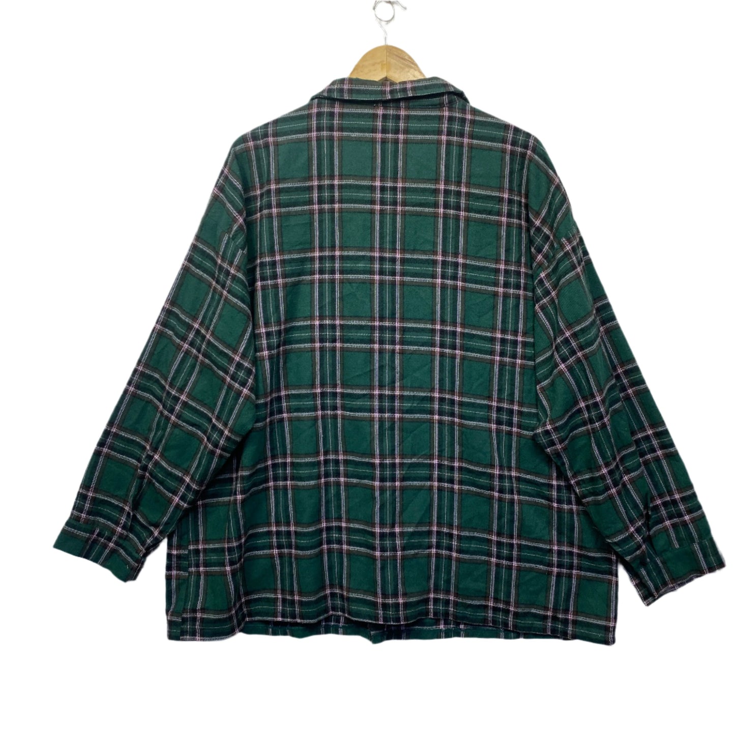 You + All Top Size 22 Long Sleeve Green Check Button Up