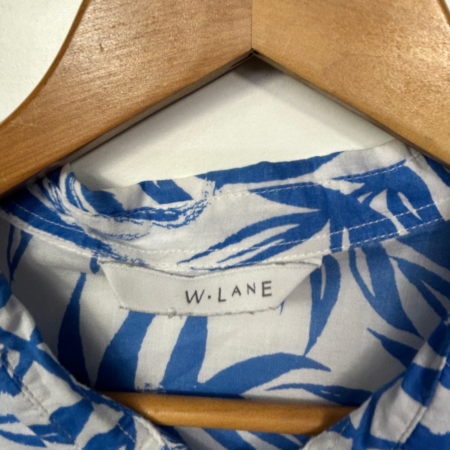 W.Lane Blue Palm Leaf Print Shirt - Size 18