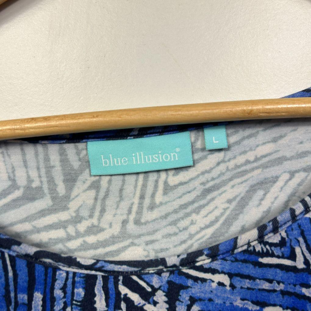 Blue Illusion Blue Print Top - Size 16