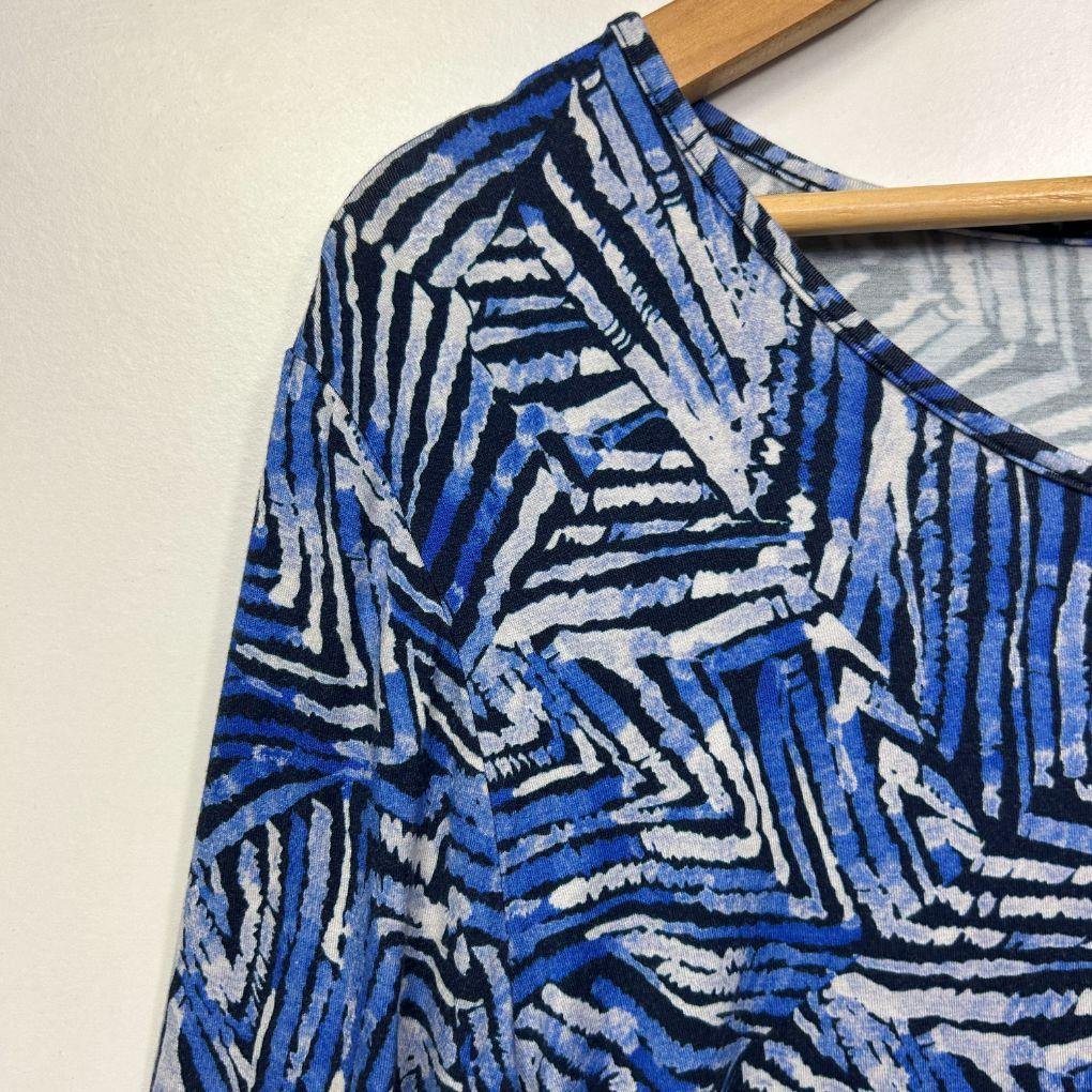 Blue Illusion Blue Print Top - Size 16